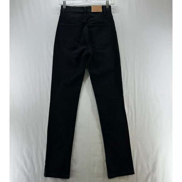 ZARA Jeans Womens Size 2 High Rise Straight Stretch Dark Washed Denim Black - Picture 2 of 10